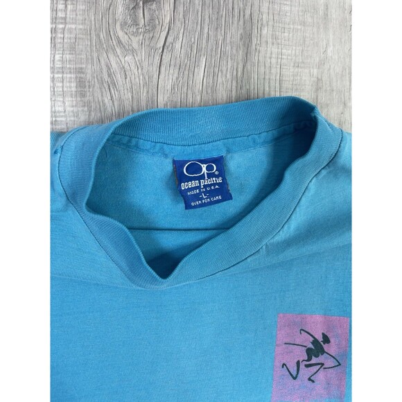 Vintage 80s Ocean Pacific Frank Sinatra Shirt Large Surf Comp Blue Beach Rare V - Picture 6 of 14